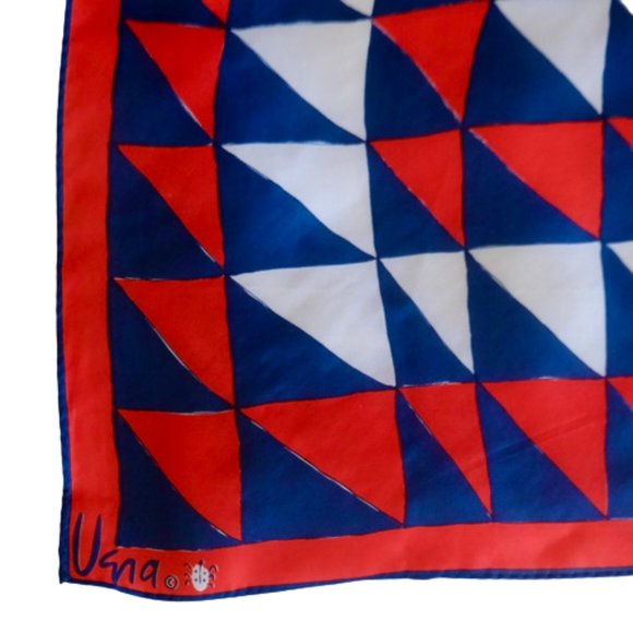 Vintage 1960s VERA Silk Blend Red/White/Blue Scarf MADE IN JAPAN~25" x25" - Picture 4 of 4